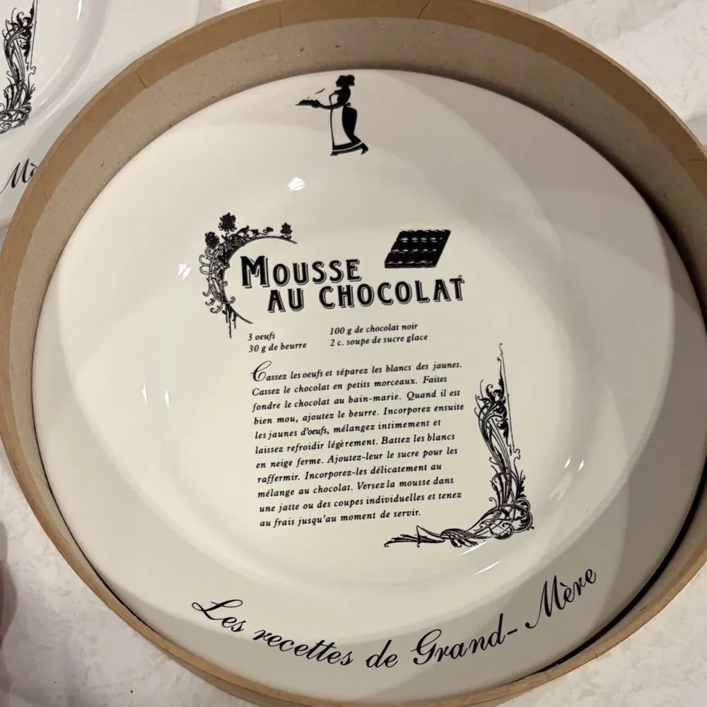 Kiss that frog Les Recettes de grand mere - Set of 4 dessert plates NEW in box